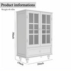 White Buffet Cabinet with Double Glass Doors & Drawer – Storage Sideboard for 1–2 Person Household