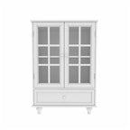 White Buffet Cabinet with Double Glass Doors & Drawer – Storage Sideboard for 1–2 Person Household