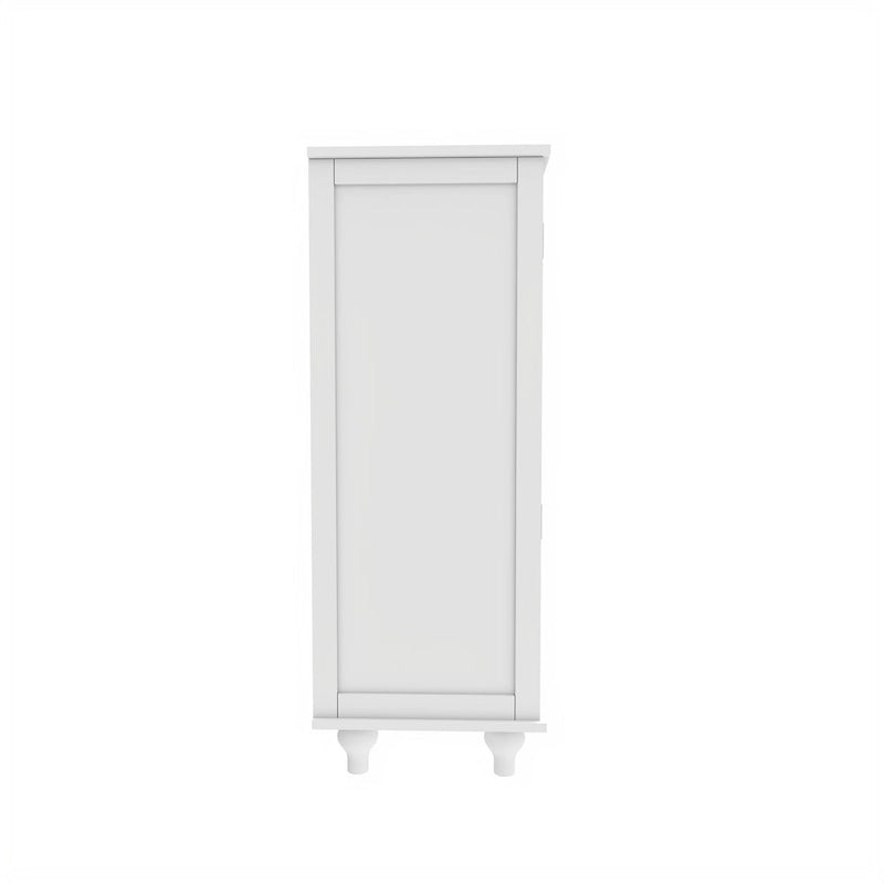White Buffet Cabinet with Double Glass Doors & Drawer – Storage Sideboard for 1–2 Person Household