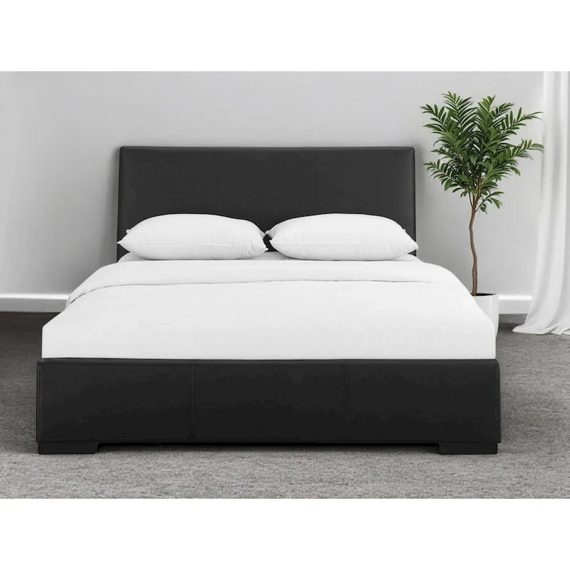 HomeRoots Black Faux Leather King Bed Frame
