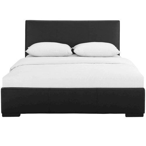 Black Faux Leather King Platform Bed Frame with Headboard – Contemporary Style, Sleeps 1–2