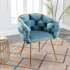 Blue Modern 28.7 Velvet Upholstered Accent Chair with Gold - Plated Metal Legs