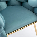 Blue Velvet Accent Chair with Gold Metal Legs – Modern Style, Seats 1
