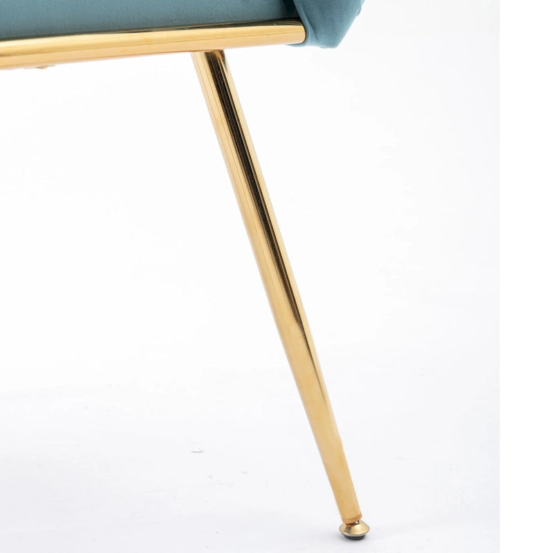 Blue Velvet Accent Chair with Gold Metal Legs – Modern Style, Seats 1