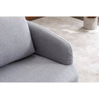 Light Blue Linen Upholstered Swivel Accent Chair with Round Wood Base – Modern Style, Seats 1