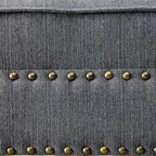 Dark Teal / Grey / Beige Linen Fabric Chaise Lounge with Nailhead Trim – Transitional Style, Seats 1