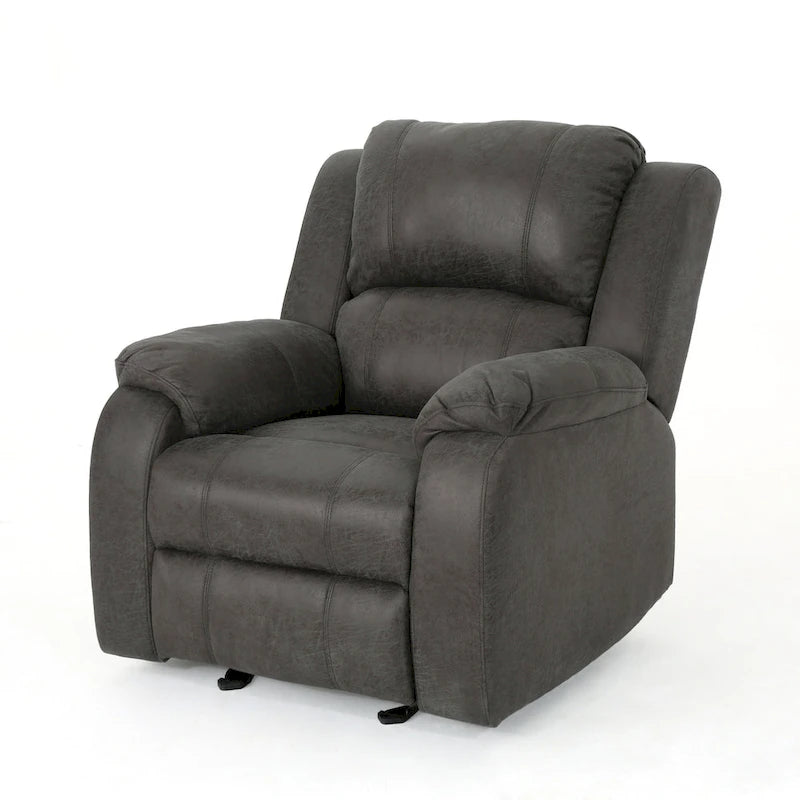 Slate / Beige / Grey Polyester Fabric Gliding Recliner with Pillowtop Arms – Classic Style, Seats 1