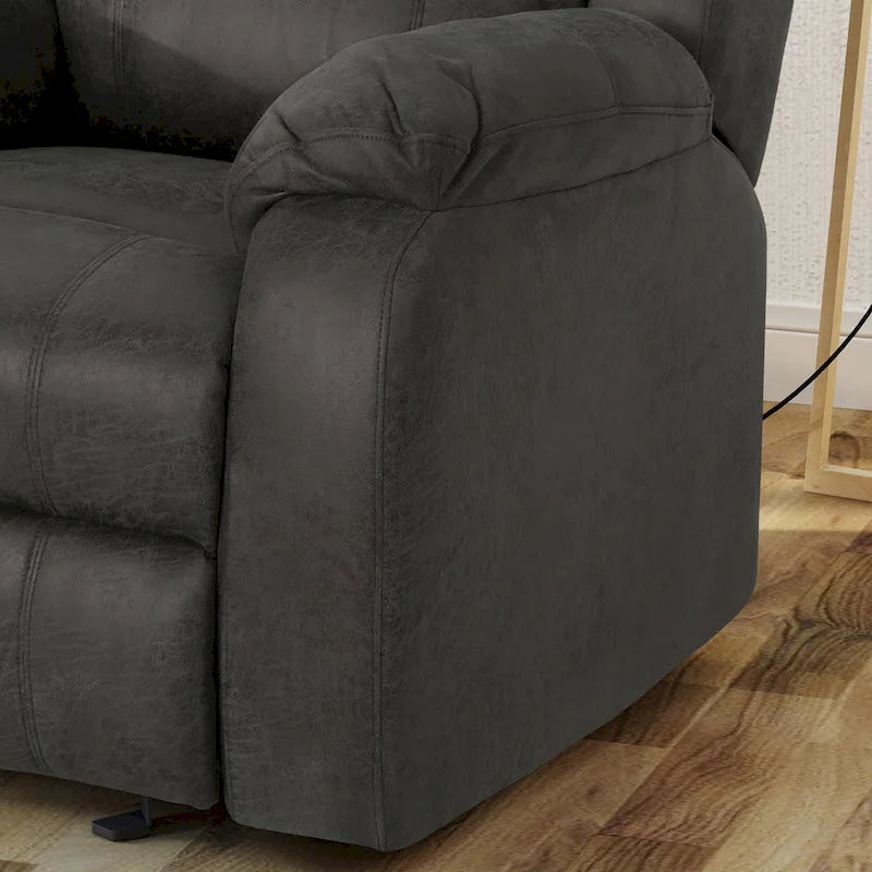 Slate / Beige / Grey Polyester Fabric Gliding Recliner with Pillowtop Arms – Classic Style, Seats 1