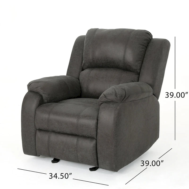 Slate / Beige / Grey Polyester Fabric Gliding Recliner with Pillowtop Arms – Classic Style, Seats 1
