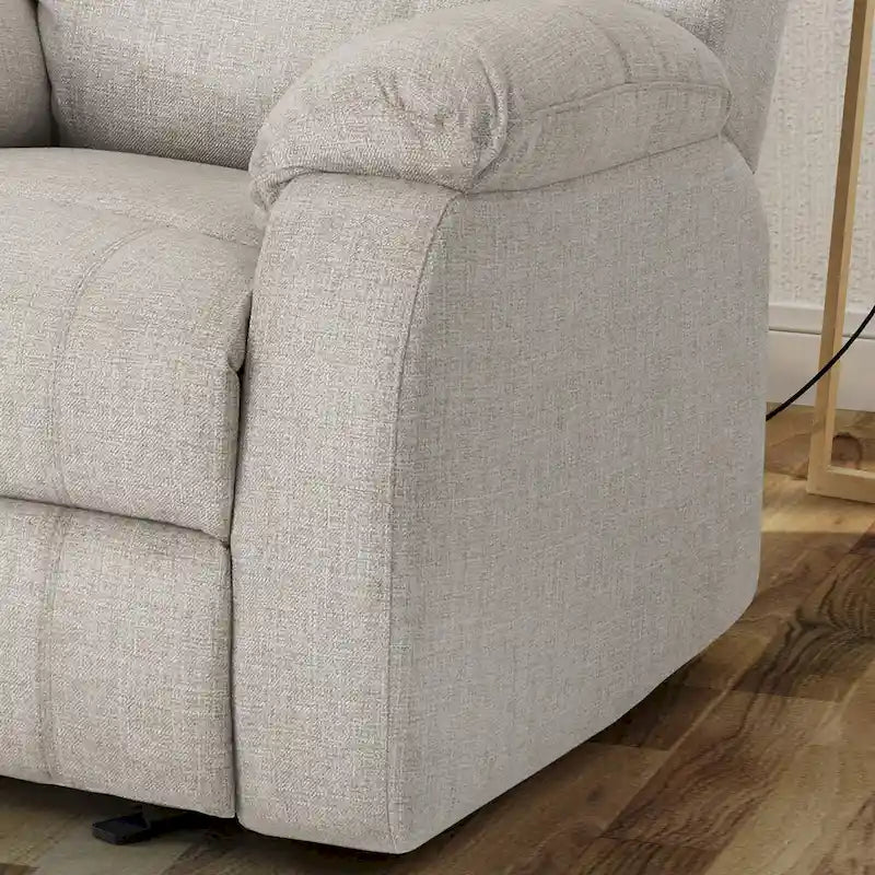 Slate / Beige / Grey Polyester Fabric Gliding Recliner with Pillowtop Arms – Classic Style, Seats 1