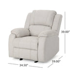 Slate / Beige / Grey Polyester Fabric Gliding Recliner with Pillowtop Arms – Classic Style, Seats 1