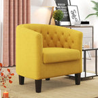 Yellow / Dark Grey / Blue / Light Grey Tufted Linen Club Chair – Transitional Style, Seats 1