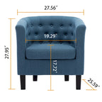 Yellow / Dark Grey / Blue / Light Grey Tufted Linen Club Chair – Transitional Style, Seats 1