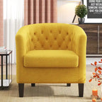 Yellow / Dark Grey / Blue / Light Grey Tufted Linen Club Chair – Transitional Style, Seats 1