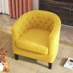 Yellow / Dark Grey / Blue / Light Grey Tufted Linen Club Chair – Transitional Style, Seats 1