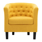 Yellow / Dark Grey / Blue / Light Grey Tufted Linen Club Chair – Transitional Style, Seats 1