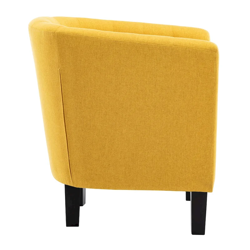 Yellow / Dark Grey / Blue / Light Grey Tufted Linen Club Chair – Transitional Style, Seats 1