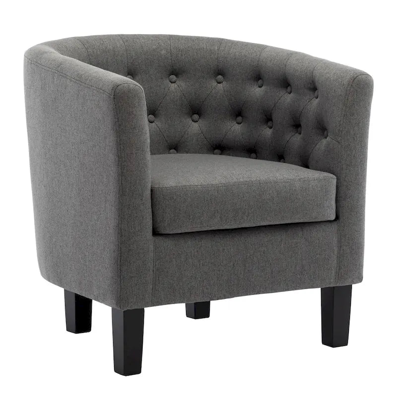 Yellow / Dark Grey / Blue / Light Grey Tufted Linen Club Chair – Transitional Style, Seats 1