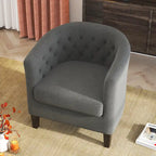 Yellow / Dark Grey / Blue / Light Grey Tufted Linen Club Chair – Transitional Style, Seats 1