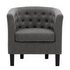 Yellow / Dark Grey / Blue / Light Grey Tufted Linen Club Chair – Transitional Style, Seats 1