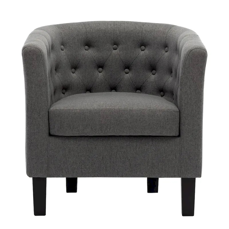 Yellow / Dark Grey / Blue / Light Grey Tufted Linen Club Chair – Transitional Style, Seats 1