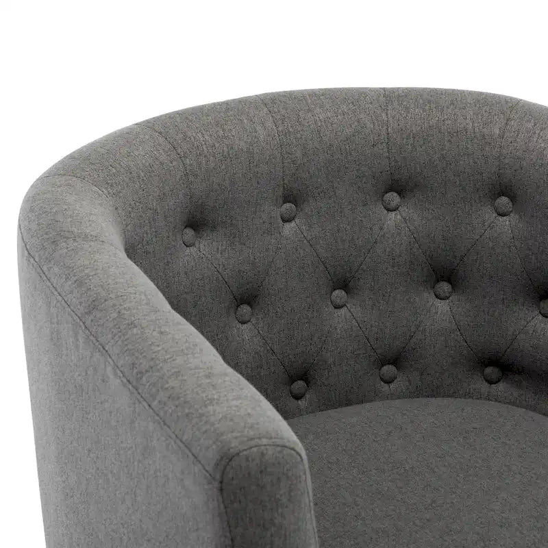 Yellow / Dark Grey / Blue / Light Grey Tufted Linen Club Chair – Transitional Style, Seats 1