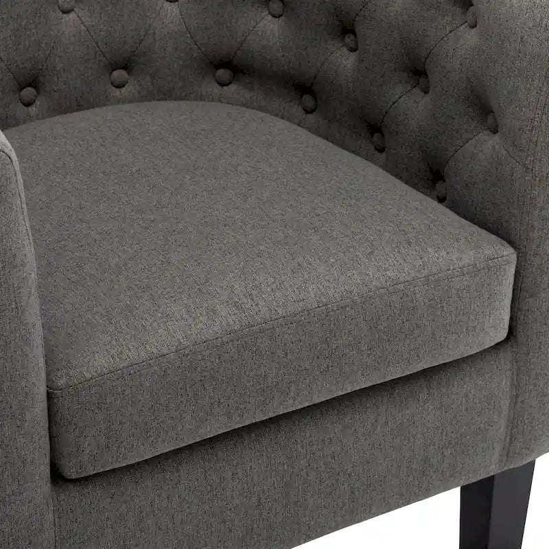 Yellow / Dark Grey / Blue / Light Grey Tufted Linen Club Chair – Transitional Style, Seats 1