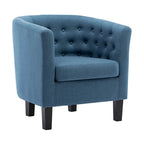 Yellow / Dark Grey / Blue / Light Grey Tufted Linen Club Chair – Transitional Style, Seats 1