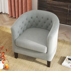 Yellow / Dark Grey / Blue / Light Grey Tufted Linen Club Chair – Transitional Style, Seats 1