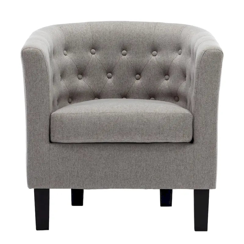 Yellow / Dark Grey / Blue / Light Grey Tufted Linen Club Chair – Transitional Style, Seats 1