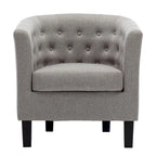 Yellow / Dark Grey / Blue / Light Grey Tufted Linen Club Chair – Transitional Style, Seats 1