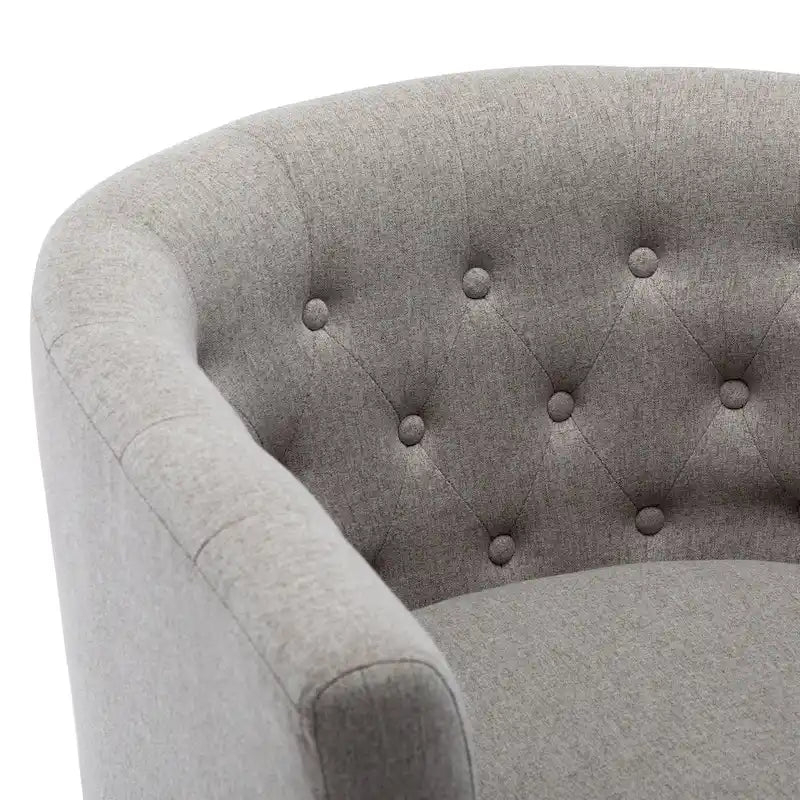 Yellow / Dark Grey / Blue / Light Grey Tufted Linen Club Chair – Transitional Style, Seats 1