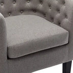 Yellow / Dark Grey / Blue / Light Grey Tufted Linen Club Chair – Transitional Style, Seats 1
