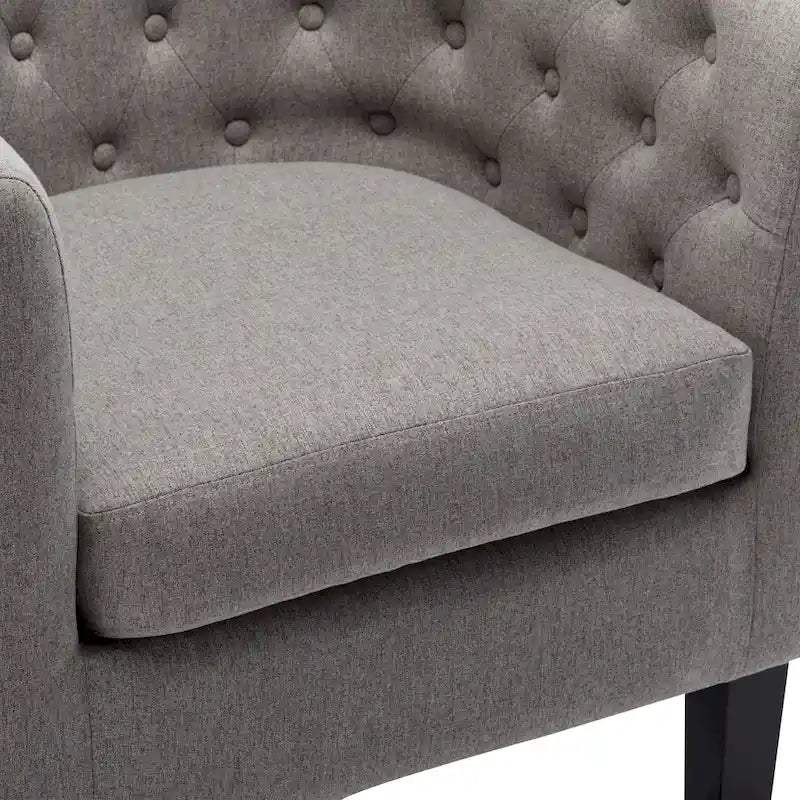 Yellow / Dark Grey / Blue / Light Grey Tufted Linen Club Chair – Transitional Style, Seats 1