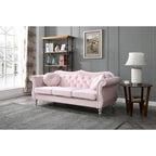 Black / Dark Gray / Burgundy / Navy / Ivory / Pink / Green Velvet Button Tufted Sofa – Glam Style, Seats 3