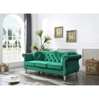 Black / Dark Gray / Burgundy / Navy / Ivory / Pink / Green Velvet Button Tufted Sofa – Glam Style, Seats 3