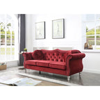 Black / Dark Gray / Burgundy / Navy / Ivory / Pink / Green Velvet Button Tufted Sofa – Glam Style, Seats 3