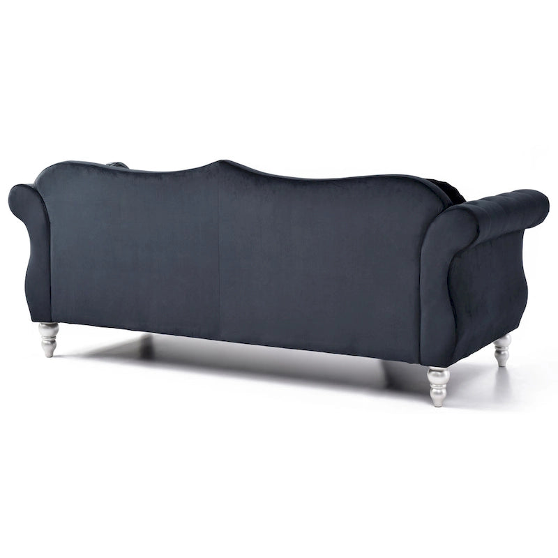 Black / Dark Gray / Burgundy / Navy / Ivory / Pink / Green Velvet Button Tufted Sofa – Glam Style, Seats 3
