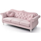 Black / Dark Gray / Burgundy / Navy / Ivory / Pink / Green Velvet Button Tufted Sofa – Glam Style, Seats 3