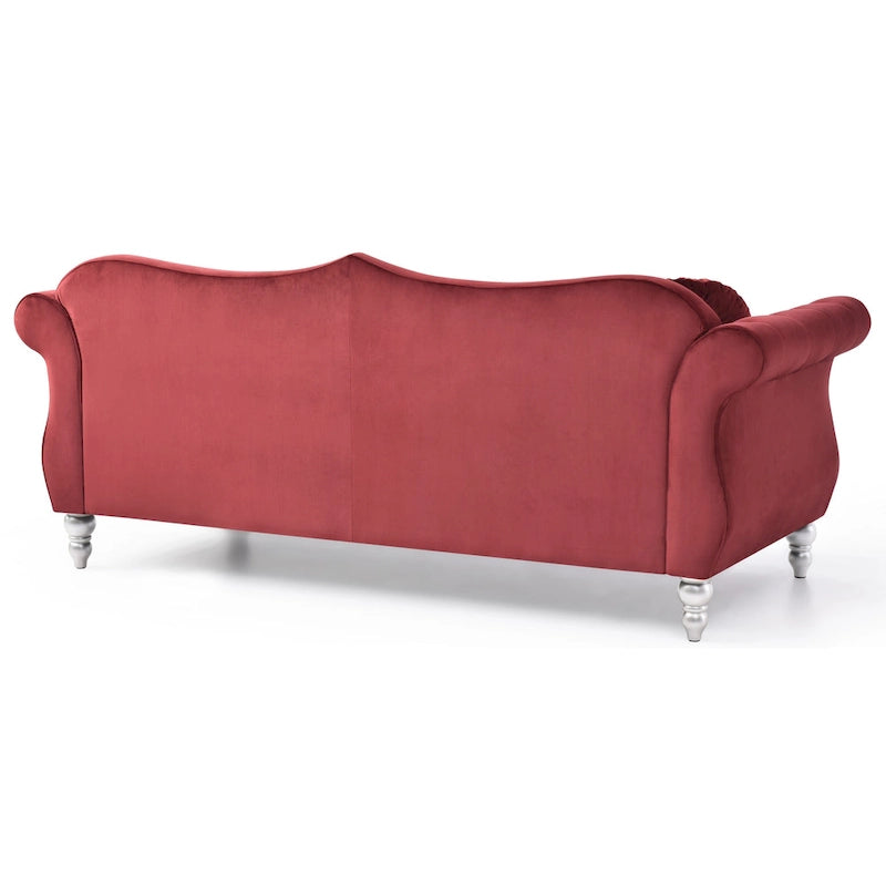 Black / Dark Gray / Burgundy / Navy / Ivory / Pink / Green Velvet Button Tufted Sofa – Glam Style, Seats 3