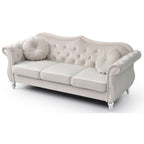 Black / Dark Gray / Burgundy / Navy / Ivory / Pink / Green Velvet Button Tufted Sofa – Glam Style, Seats 3