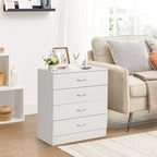 White / Black 4-Drawer Dresser with Built-In Charging Station (2 USB + 2 Outlets) – Minimalist Style, Bedroom Use
