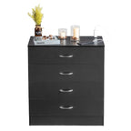 White / Black 4-Drawer Dresser with Built-In Charging Station (2 USB + 2 Outlets) – Minimalist Style, Bedroom Use