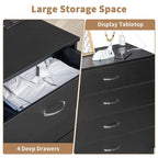 White / Black 4-Drawer Dresser with Built-In Charging Station (2 USB + 2 Outlets) – Minimalist Style, Bedroom Use