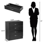 White / Black 4-Drawer Dresser with Built-In Charging Station (2 USB + 2 Outlets) – Minimalist Style, Bedroom Use