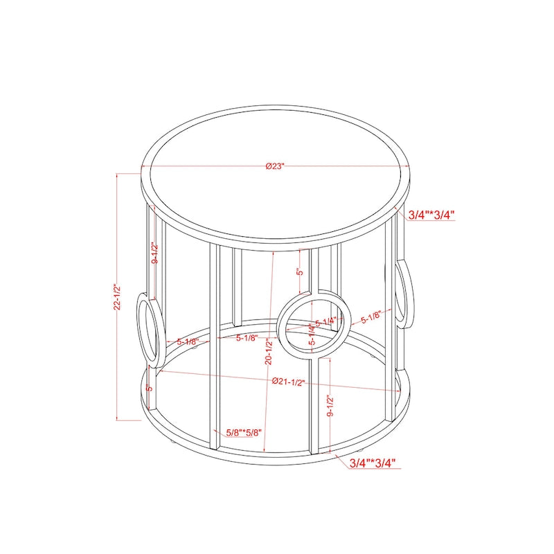 Chrome Steel End Table with Mirror Glass Top & Ring Detail – Glam / Art Deco Style, Living Room Use