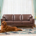 Mid-Century Leather Sofa Loveseat with 5.9 Upholstered Cushion