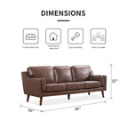 Brown Air Leather Mid-Century Sofa / Loveseat with Track Arms – Modern Style, Seats 2–3