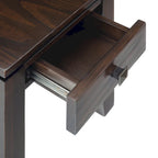 Coffee Brown / Mahogany Brown Solid Wood Narrow Side Table with Drawer – Contemporary Style, Living Room Use