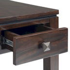 Coffee Brown / Mahogany Brown Solid Wood Narrow Side Table with Drawer – Contemporary Style, Living Room Use
